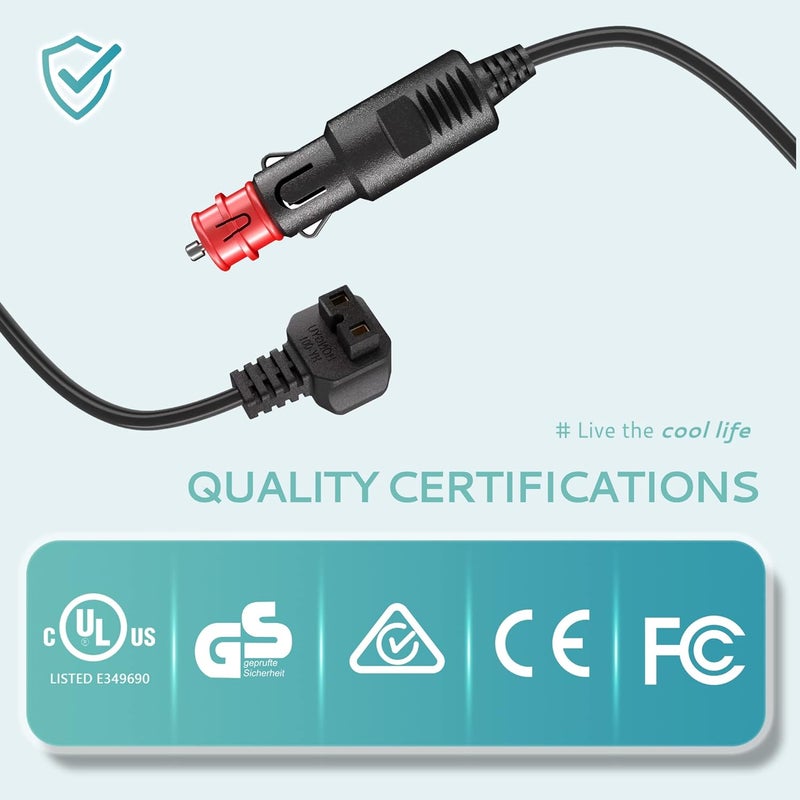 EUHOMY 11.6FT(3.5M) 12V DC Power Cord Cable, DC Power Cord 12V for Car Refrigerator Portable Freezer Electric Cooler. 2 Pin Lead Cable Plug Wire Compatible with 12 Volt Refrigerator - Image 5